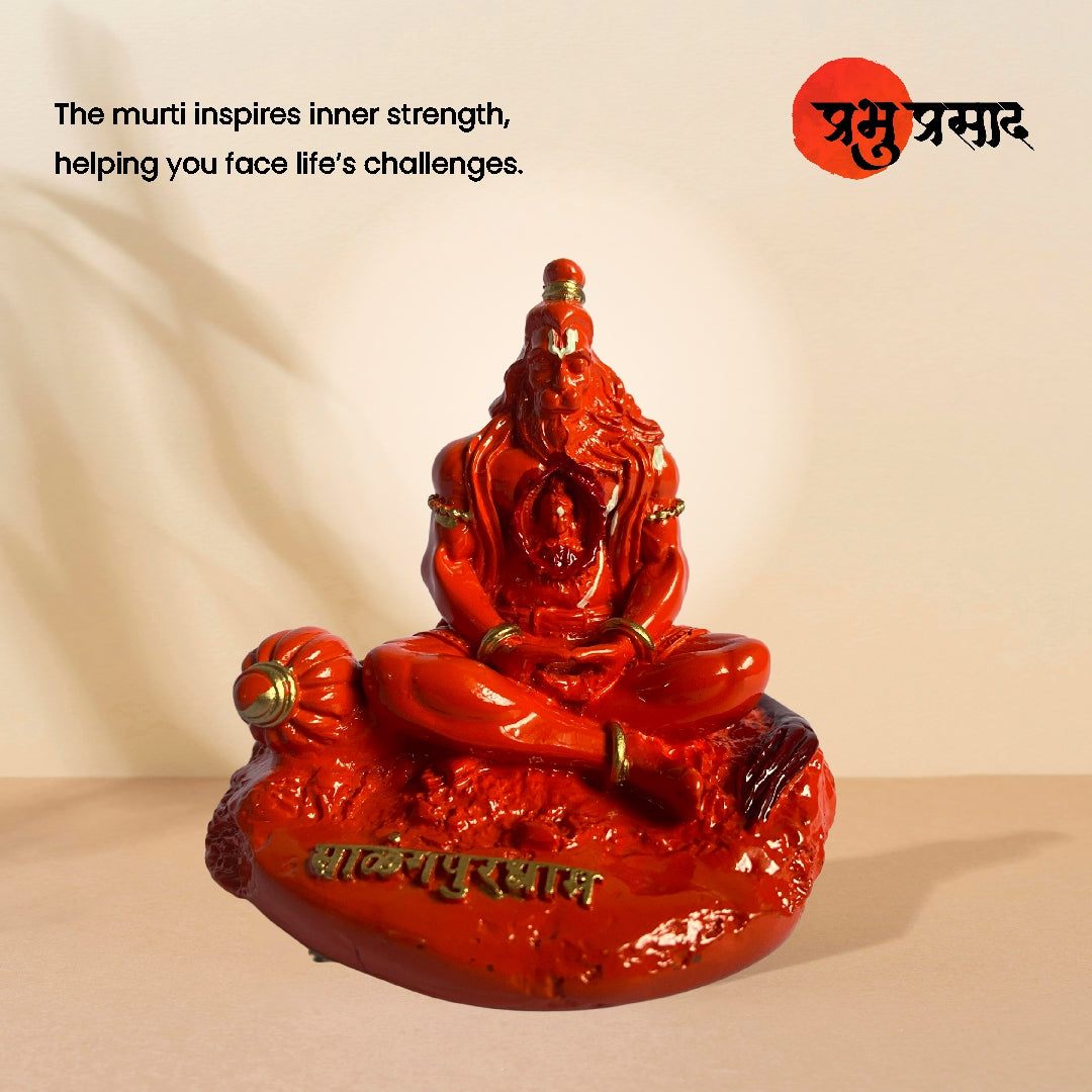Yogi Hanuman Idol – Premium Resin Murti (Orange / Black)
