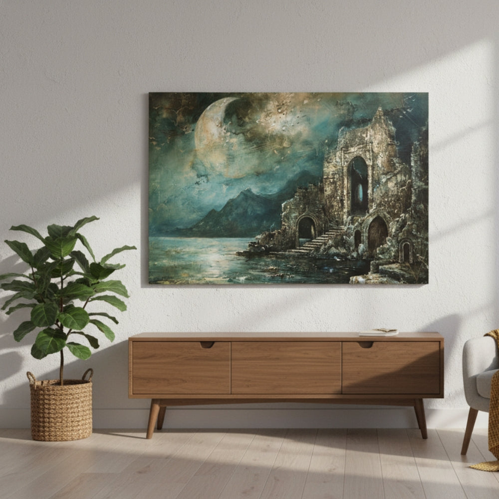 The Ancient Stone Staircase That Descends Into The Silent Depths Under The Light Of A Dying World