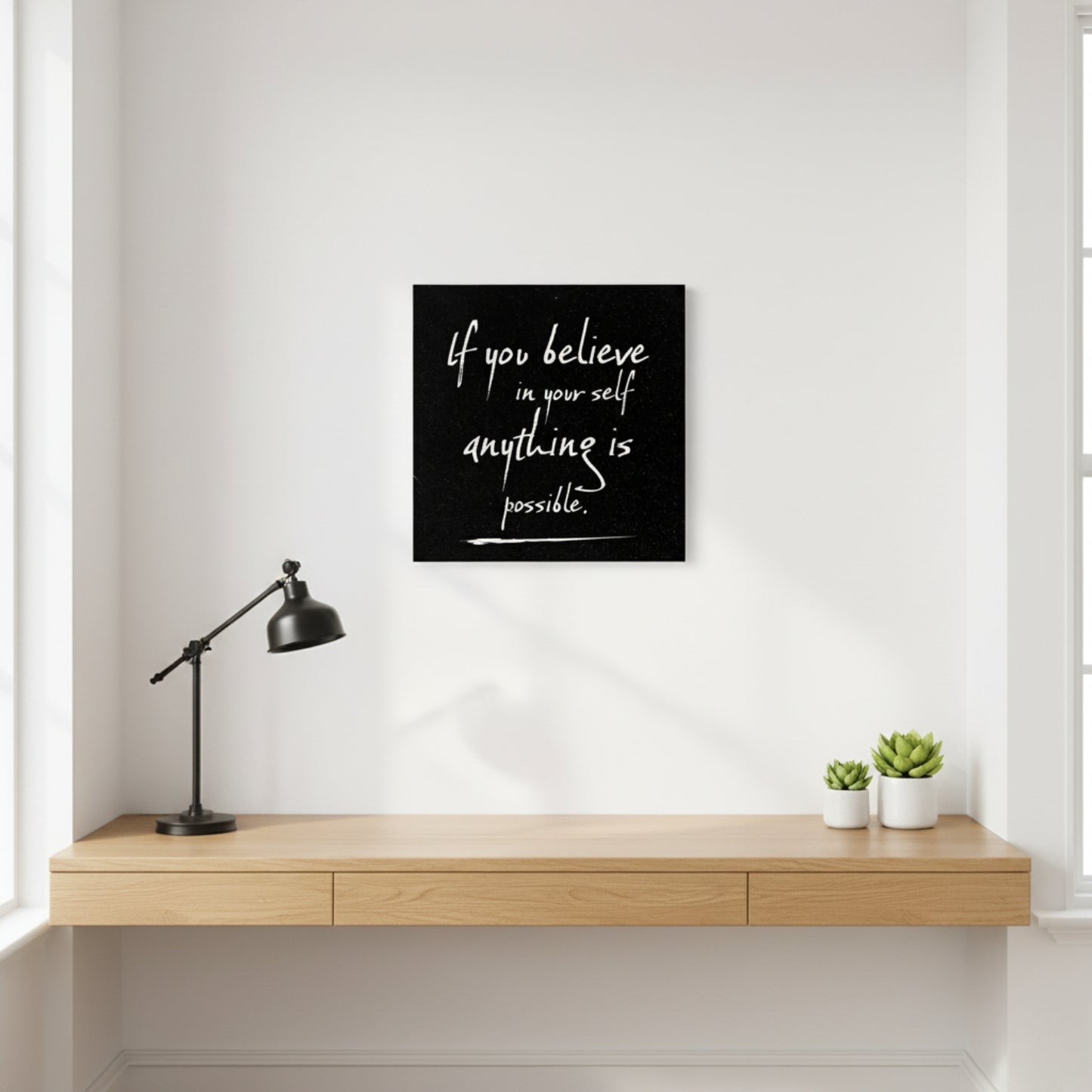 If You Believe in Yourself, Anything Is Possible – Motivational Thought Frame | Premium Canvas Print by Indi Trends