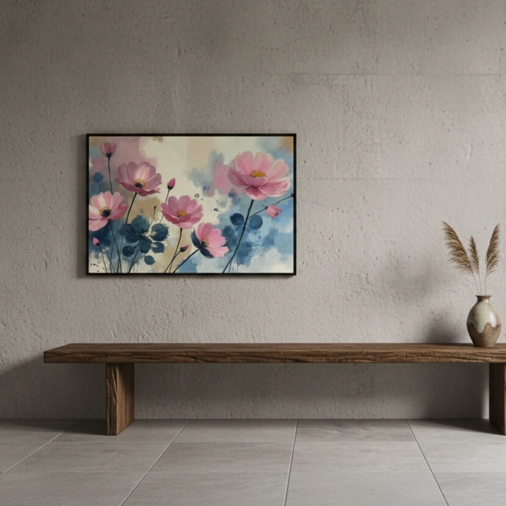 Vibrant Flower Garden Dark Sky Print