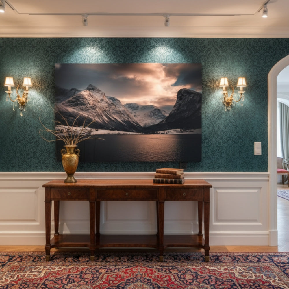 Dramatic Snowy Peak Sunset Canvas