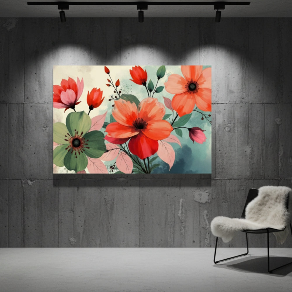 Vibrant Abstract Floral Canvas Print #26