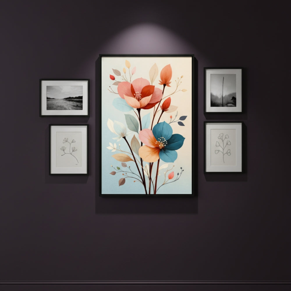 Modern Vertical Pastel Flower Print