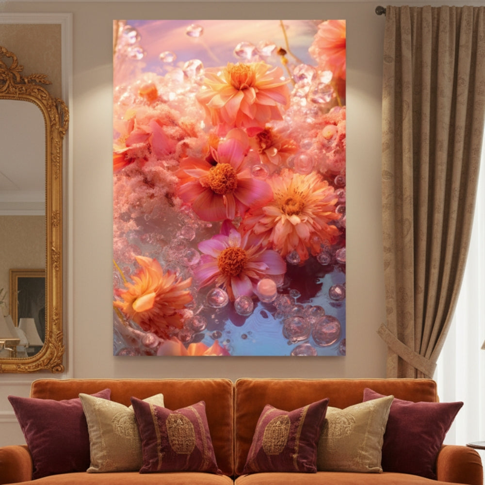 Vibrant Abstract Floral Canvas Print #54