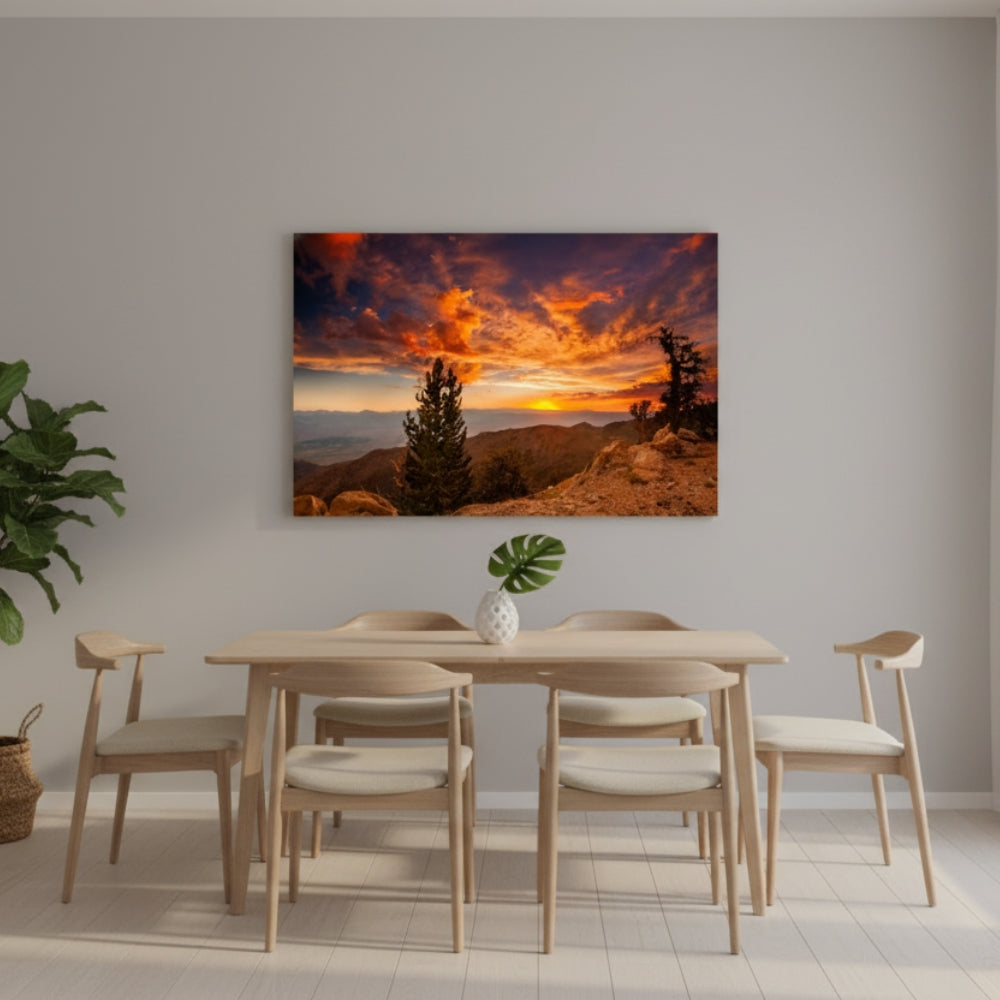 A Solitary Moment Where The Rugged Earth Meets The Explosive Grandeur Of The Dying Daylight Sky