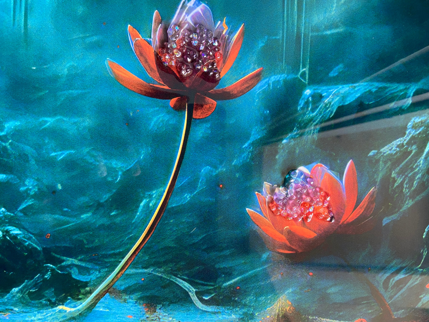 Lotus Pond Resin Wall Art | Premium Handcrafted Nature Decor | High-Gloss Finish
