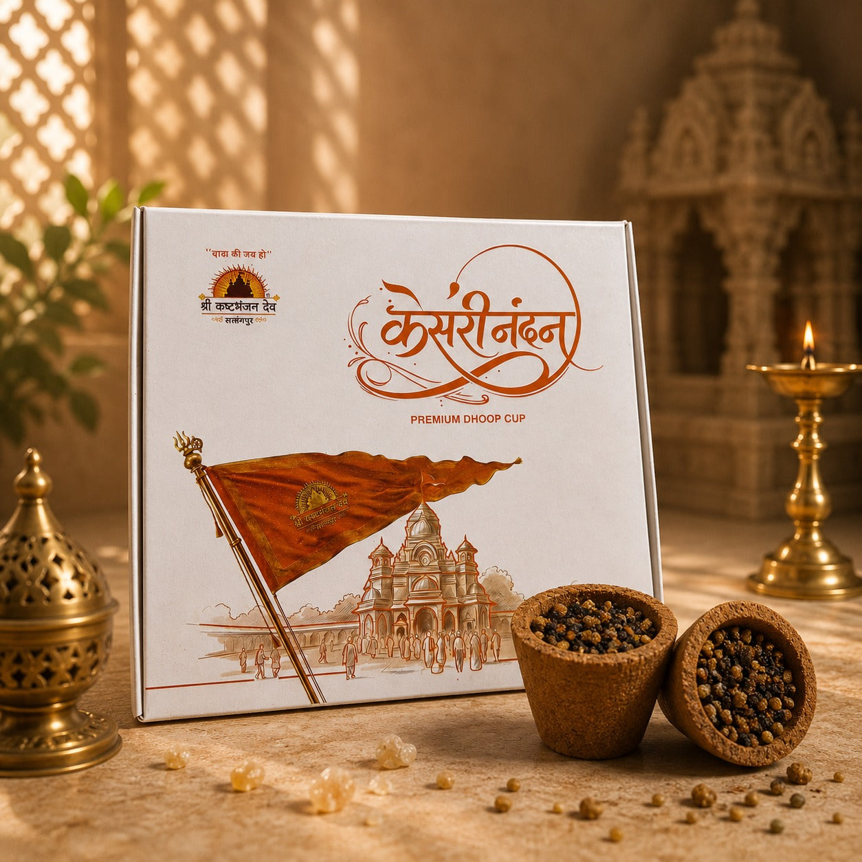 Kesari Nandan Premium Dhoop Cup | Easy Use Spiritual Fragrance Cups (12-Piece)