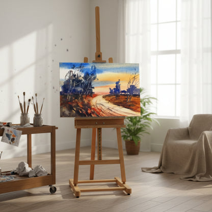 Watercolor Country Road Canvas