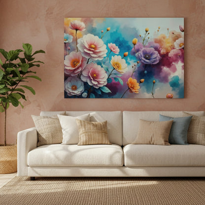 Warm Watercolor Poppies Canvas Art