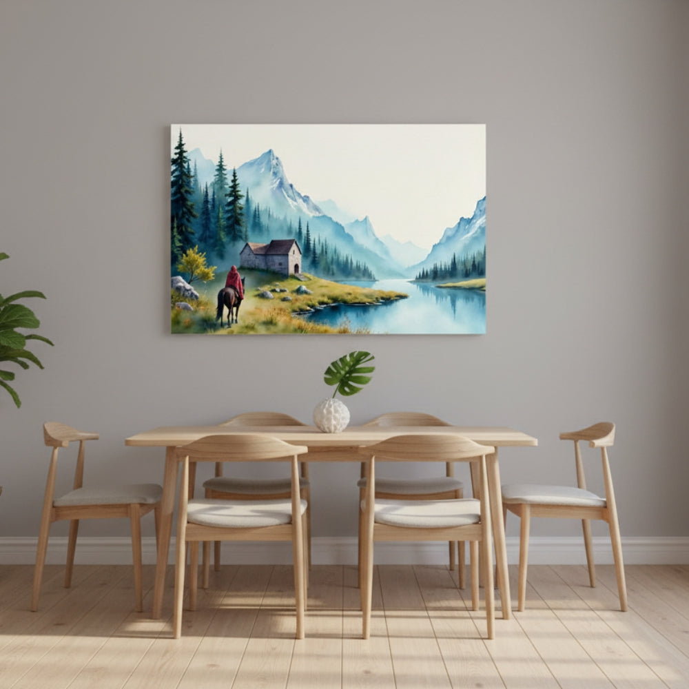 The Red Cloaked Traveler Seeking Shelter In The Stone Cabin Hidden Away In The Ancient Misty Valley