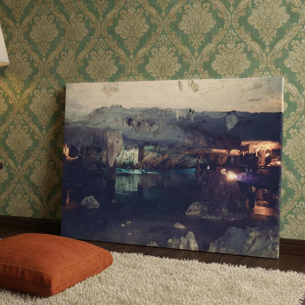 Mysterious Cave Lake Canvas Print