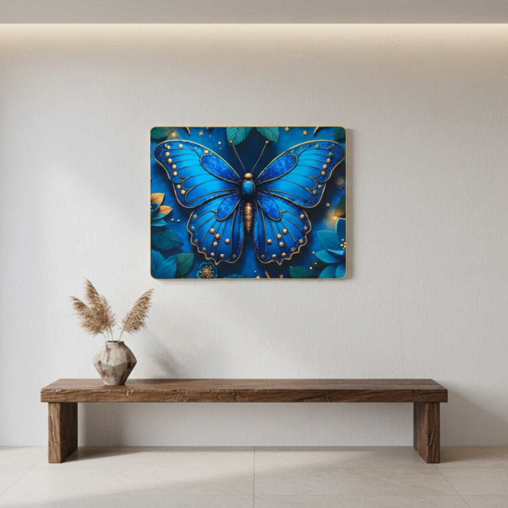 Blue Butterfly Resin Wall Art | Premium Handcrafted Nature Decor | High-Gloss Luxury Finish