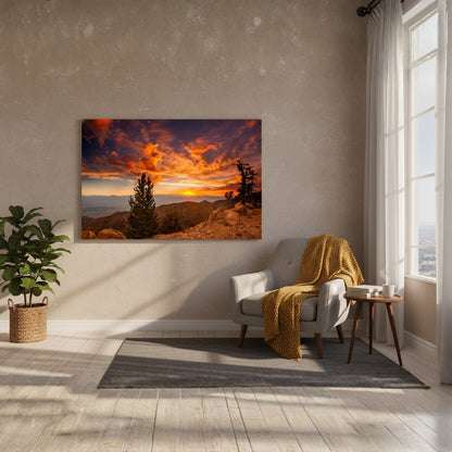 A Solitary Moment Where The Rugged Earth Meets The Explosive Grandeur Of The Dying Daylight Sky