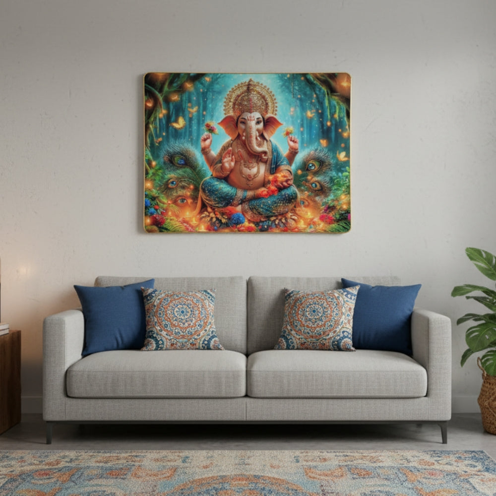 Vibrant Ganesha Mystic Forest Wall Art