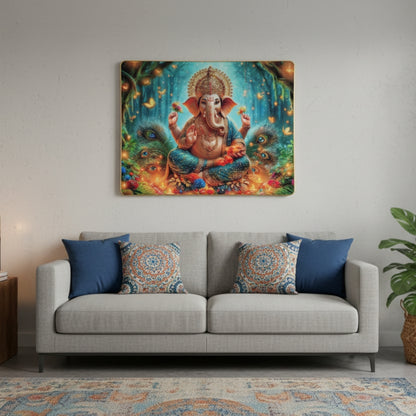Vibrant Ganesha Mystic Forest Wall Art