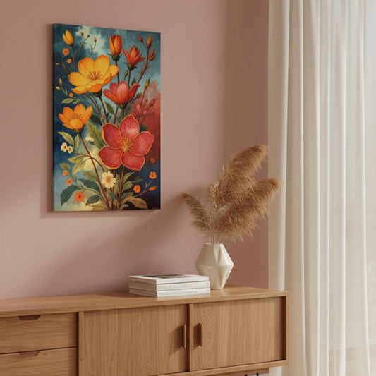 Vibrant Abstract Floral Canvas Print #20