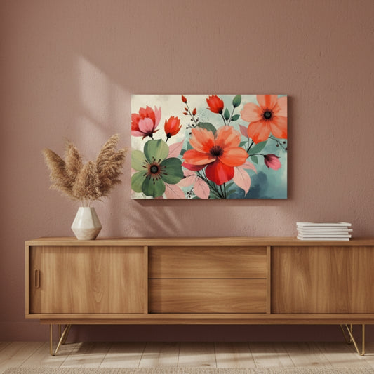 Vibrant Abstract Floral Canvas Print #26