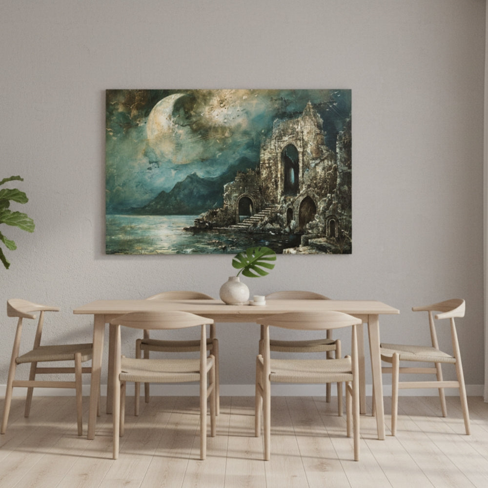 The Ancient Stone Staircase That Descends Into The Silent Depths Under The Light Of A Dying World