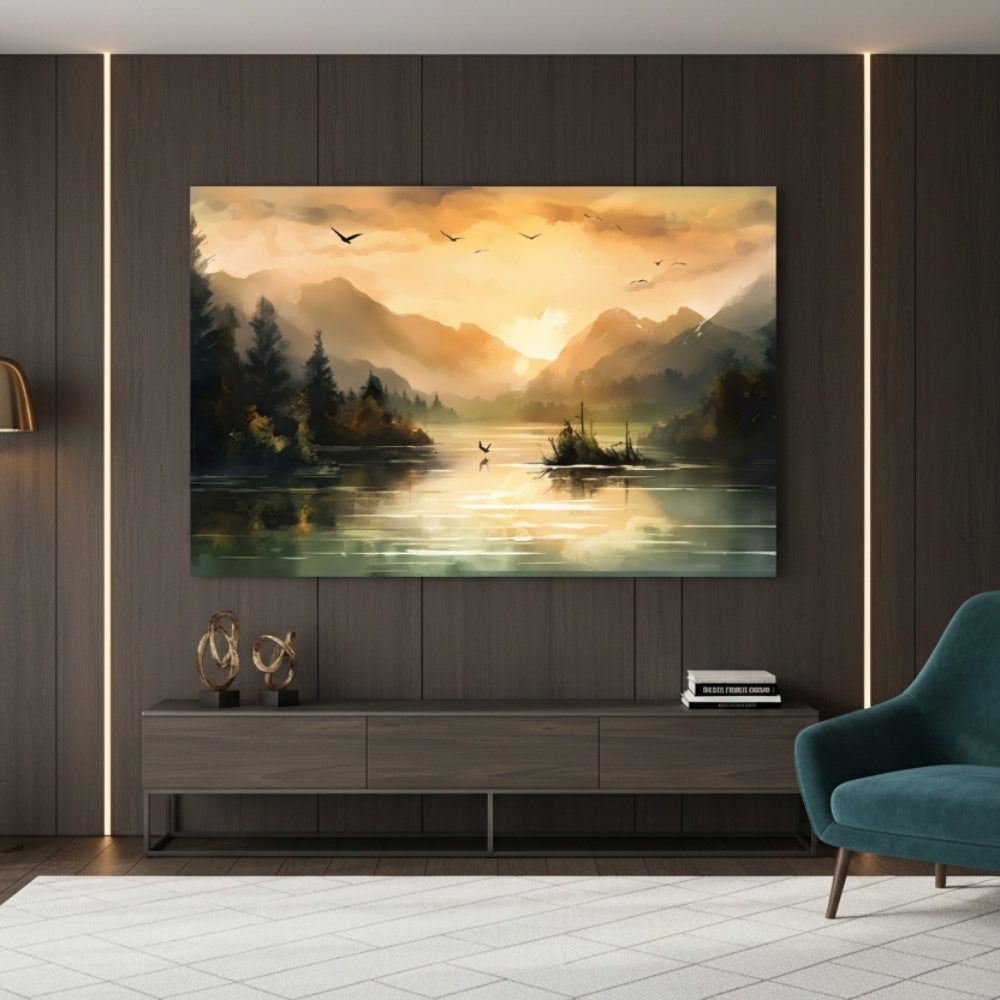 Serene Lake & Mountain Canvas Print