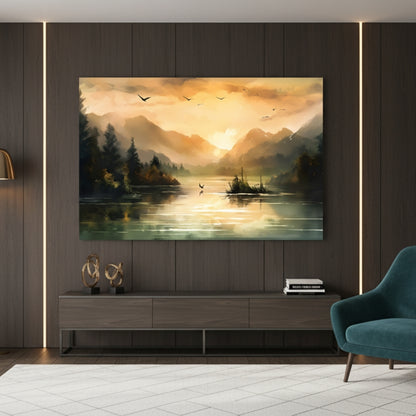 Serene Lake & Mountain Canvas Print