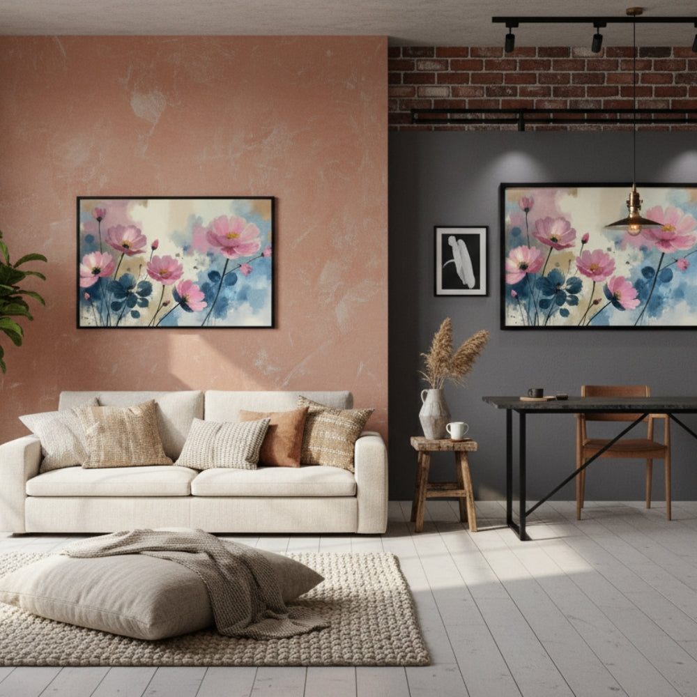 Vibrant Flower Garden Dark Sky Print