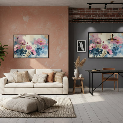 Vibrant Flower Garden Dark Sky Print