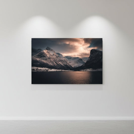 Dramatic Snowy Peak Sunset Canvas