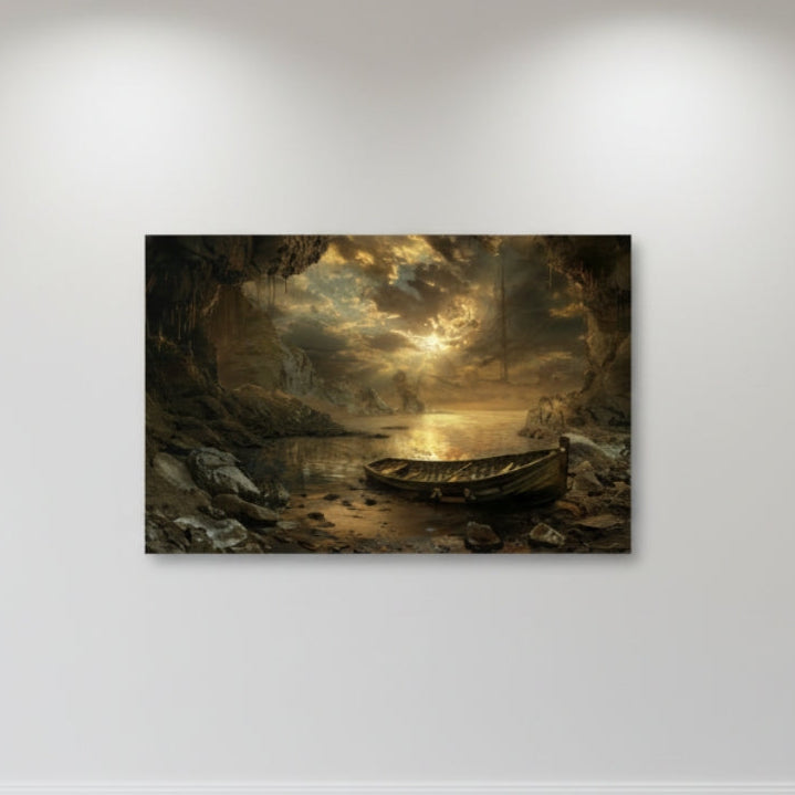 Mysterious Sea Cave Sunset Canvas