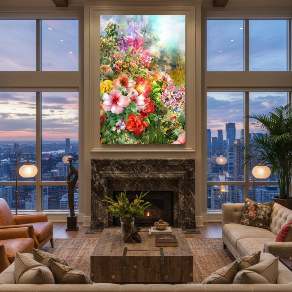 Vibrant Abstract Floral Canvas Print #52