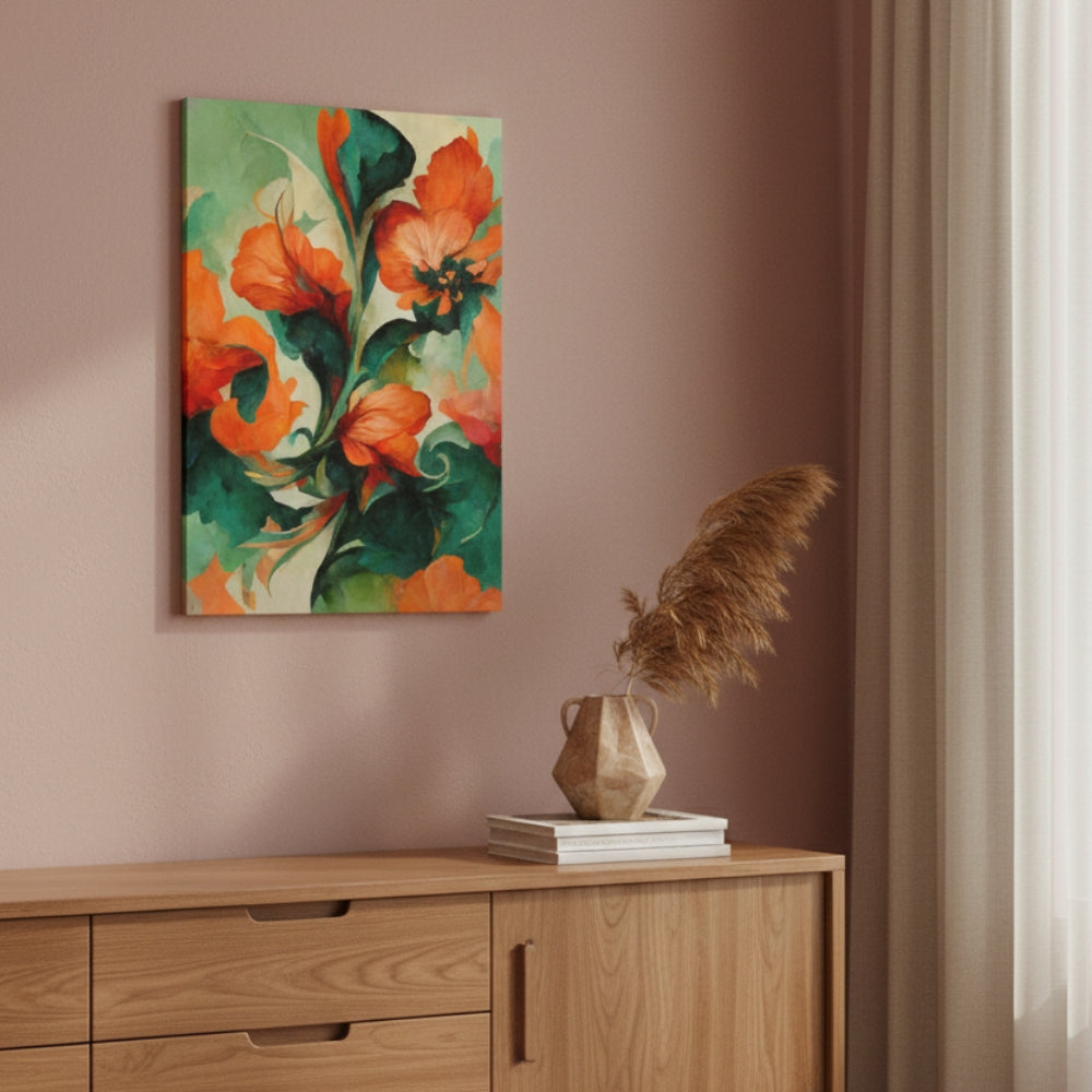 Vibrant Abstract Floral Canvas Print #33