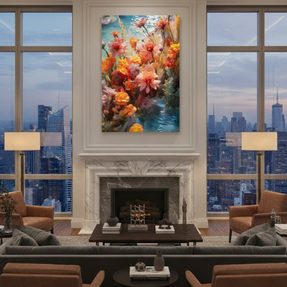 Vibrant Abstract Floral Canvas Print #51