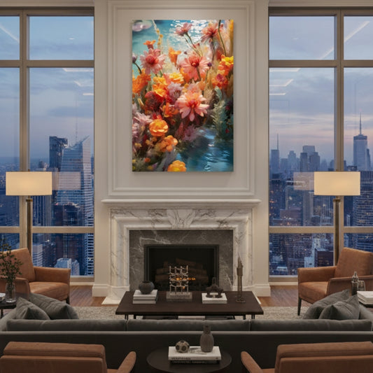 Vibrant Abstract Floral Canvas Print #51