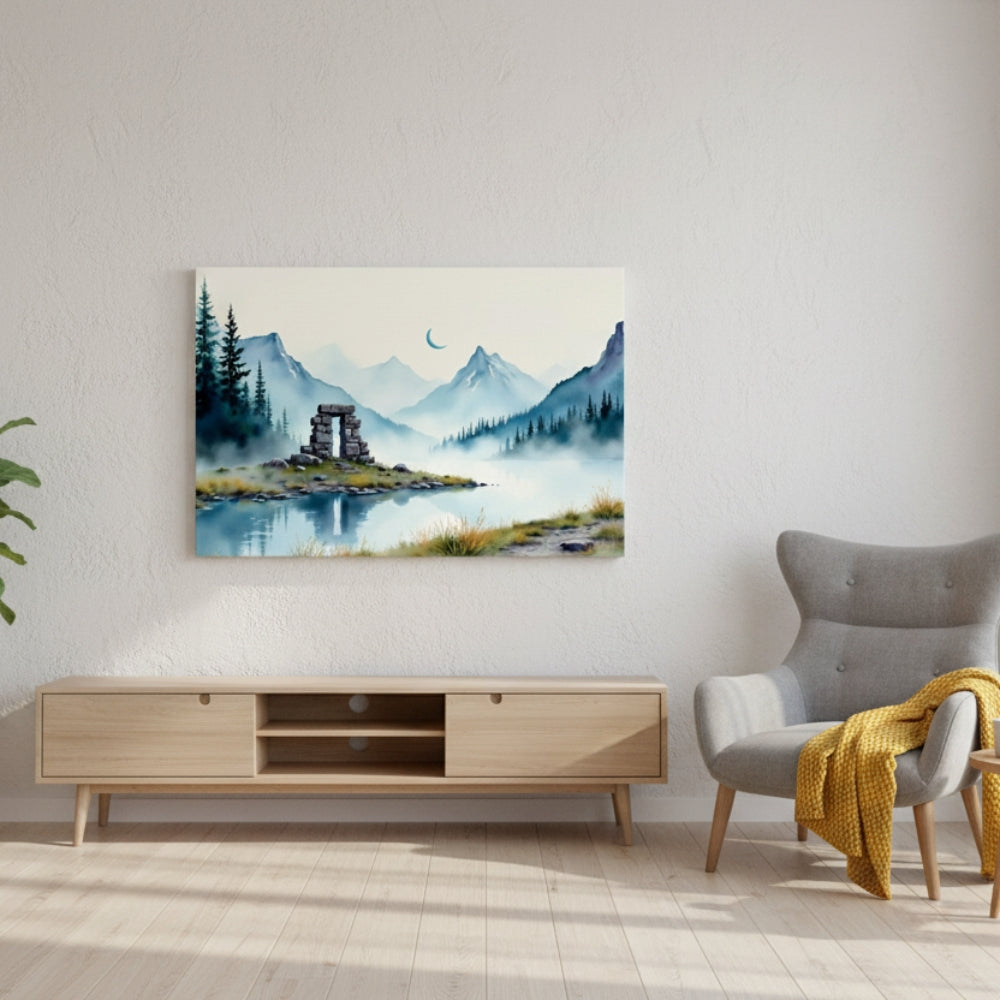 The Silent Stone Portal Standing Eternal Amidst Whispering Pines And Drifting Morning Mountain Fog