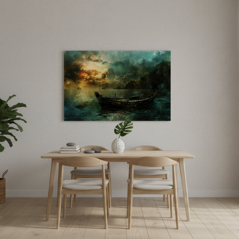 The Solitary Vessel Drifting Aimlessly Upon The Dark And Stormy Seas Waiting For A Guiding Light