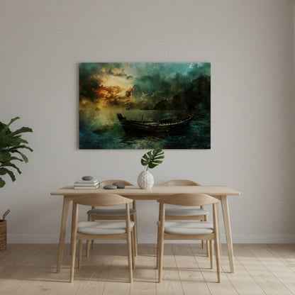 The Solitary Vessel Drifting Aimlessly Upon The Dark And Stormy Seas Waiting For A Guiding Light