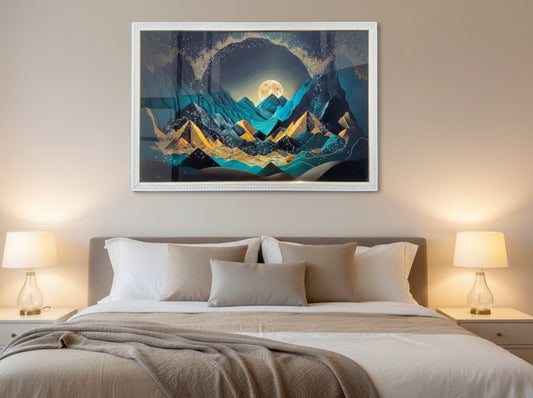 Moonlit Mountain Resin Wall Art | 2×3 ft Premium Handcrafted Landscape Decor | Indi Trends