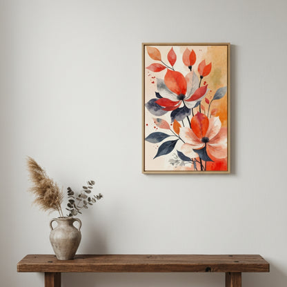 Golden Yellow Abstract Floral Canvas