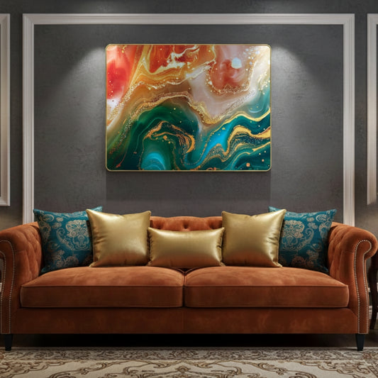 Abstract Fluid Resin Wall Art with Gold Accents | Premium Handcrafted Decor