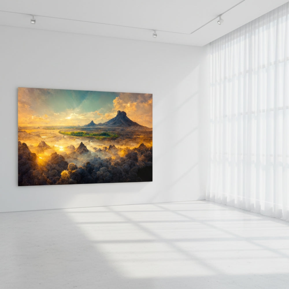 The Silent Morning Mist Rising Slowly From Deep Valleys As The Sun Ignites The Ancient Jagged Peaks