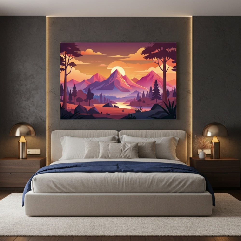 Modern Mountain Landscape Canvas Art