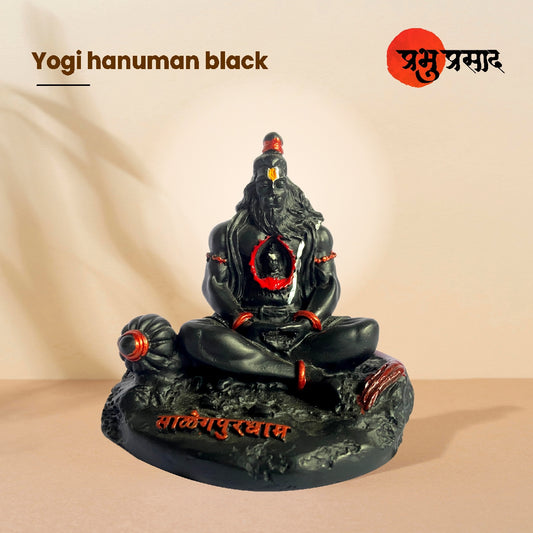 Yogi Hanuman Idol – Premium Resin Murti (Orange / Black)
