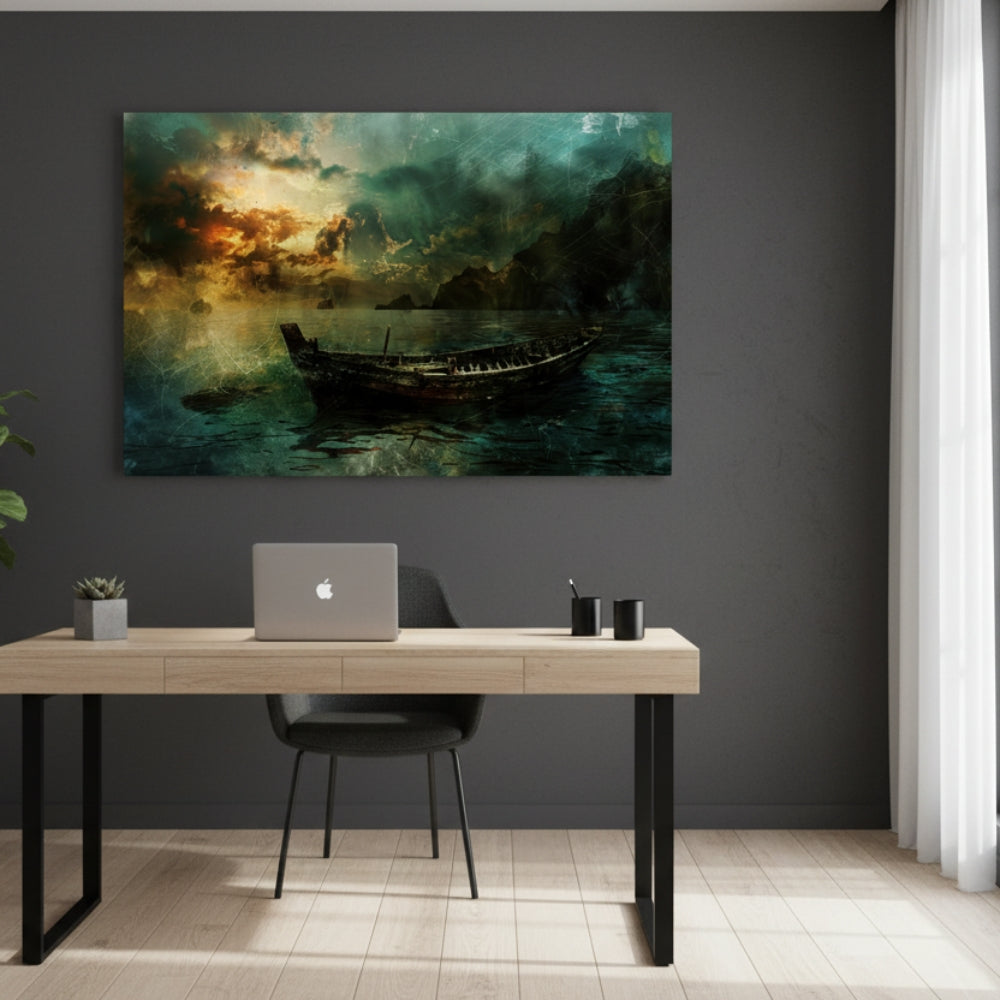 The Solitary Vessel Drifting Aimlessly Upon The Dark And Stormy Seas Waiting For A Guiding Light