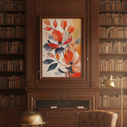 Golden Yellow Abstract Floral Canvas