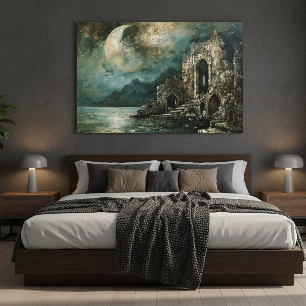 The Ancient Stone Staircase That Descends Into The Silent Depths Under The Light Of A Dying World