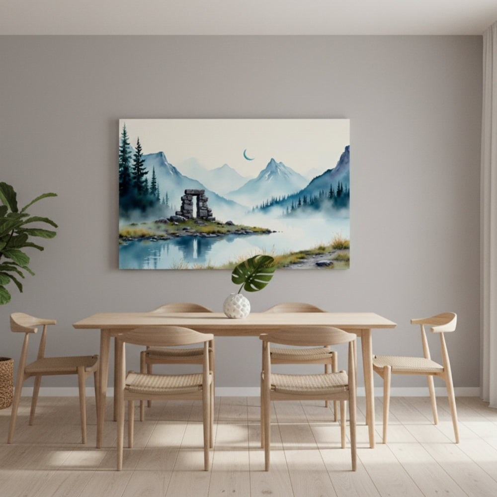 The Silent Stone Portal Standing Eternal Amidst Whispering Pines And Drifting Morning Mountain Fog