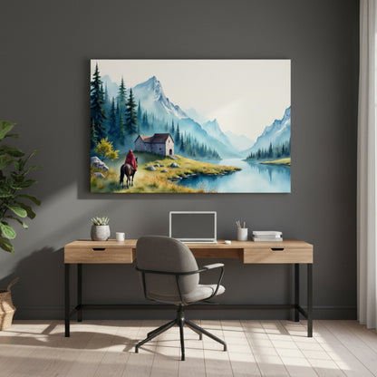 The Red Cloaked Traveler Seeking Shelter In The Stone Cabin Hidden Away In The Ancient Misty Valley