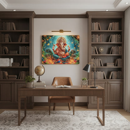 Vibrant Ganesha Mystic Forest Wall Art