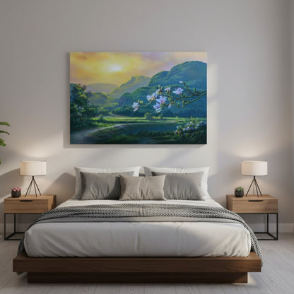 The Quiet Peace Found In A Verdant Valley Bathed In The Gentle Luminous Glow Of The Early Morning Sun