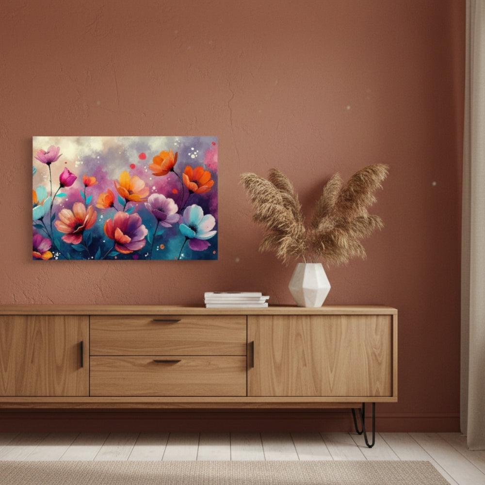 Vibrant Abstract Floral Canvas Print #39