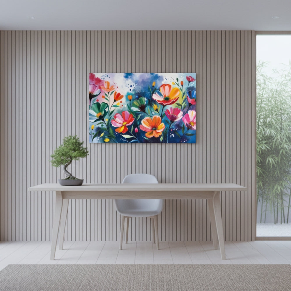 Vibrant Abstract Floral Canvas Print #38